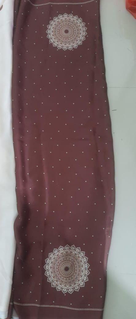 Satin Silk Printed Kaftan Saree with Unstitched Blouse – Elegant Contemporary Drape