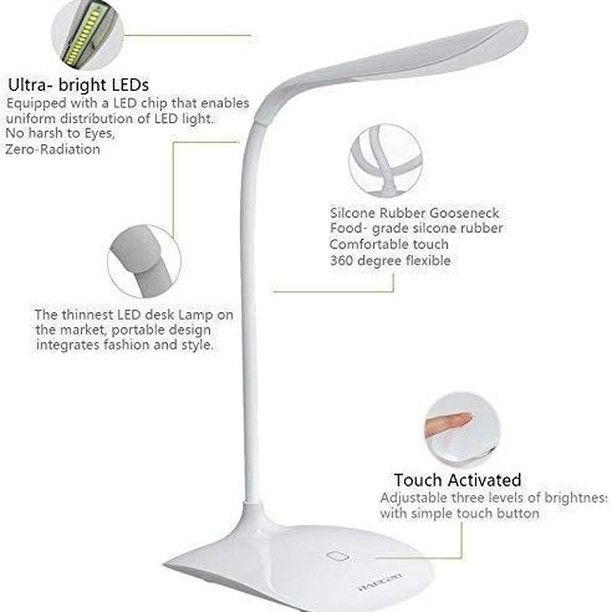 Modern USB Rechargeable Desk Lamp – 2000mAh Battery, All-in-One Design for Study & Work